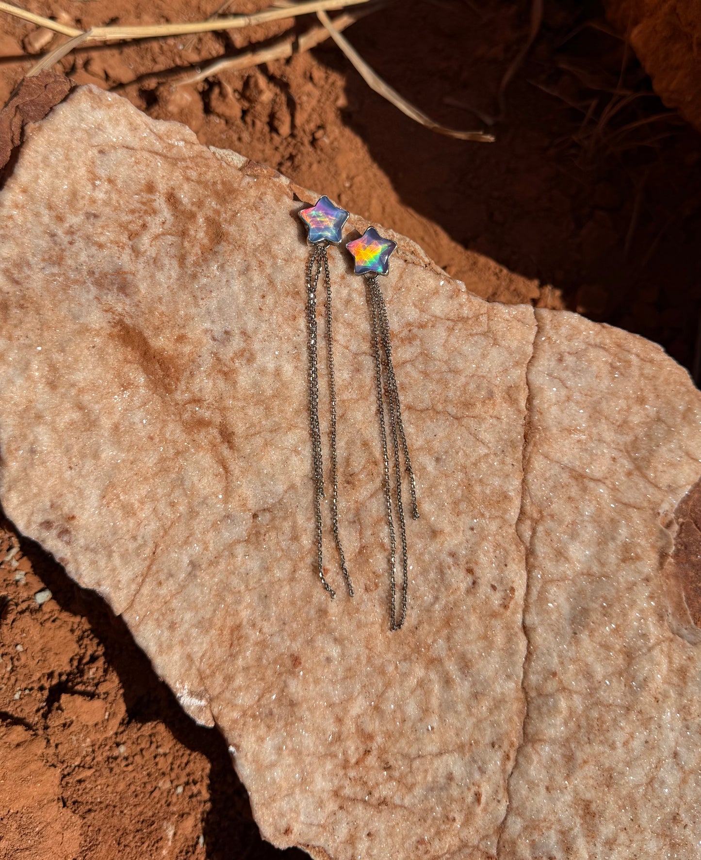 Fancy Aurora Opal Star Stud