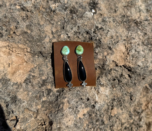 Sonoran Gold + Black Onyx Dangling Earrings