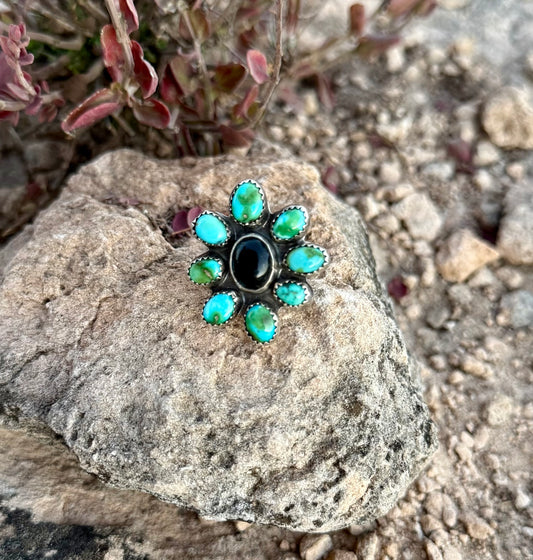 Sonoran Gold + Black Onyx Cluster Ring Size 8.5