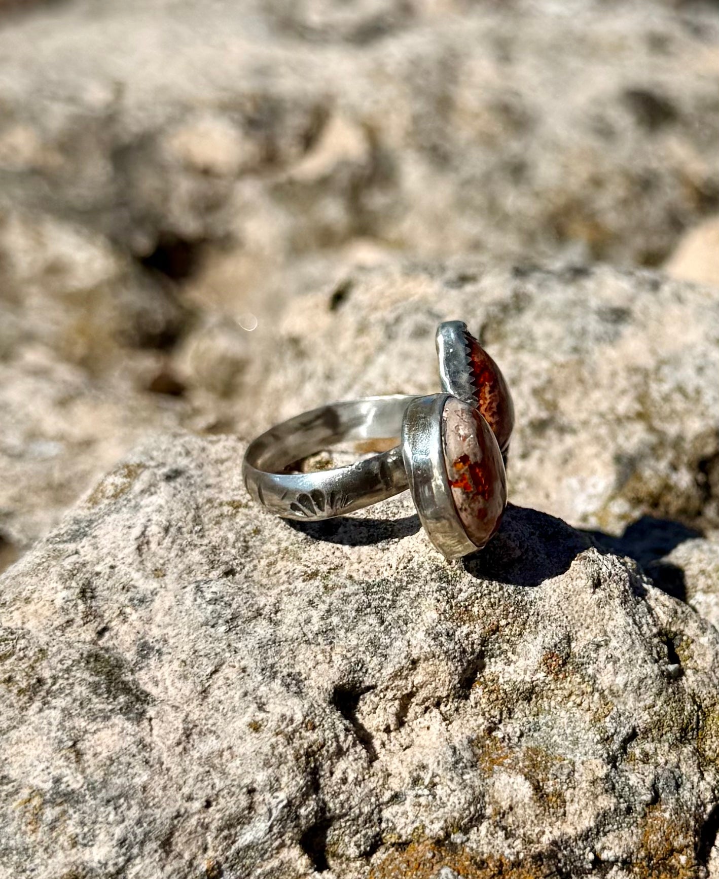 Mexican Fire Opal Split Ring Size 10.5