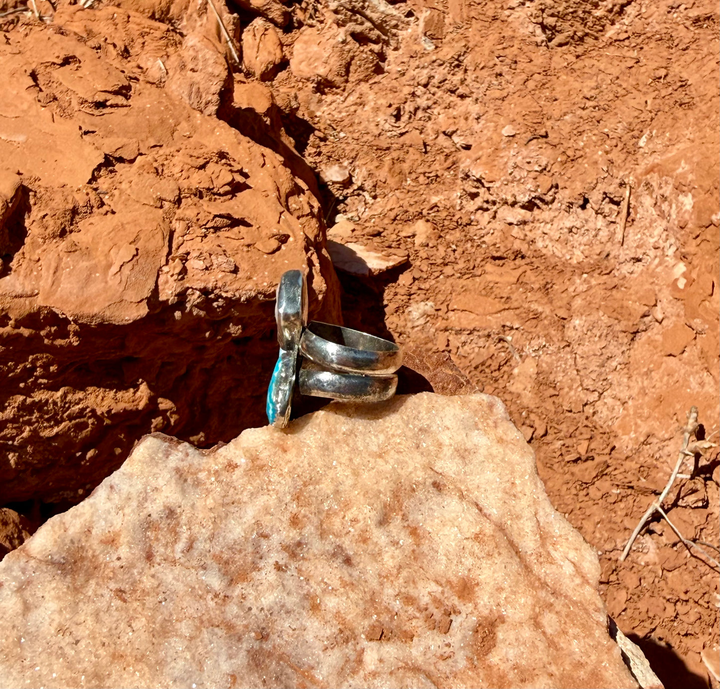 Pearl + Blue Bird Turquoise Ring Size 7