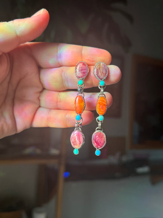 Spiny Oyster + Turquoise Dangles