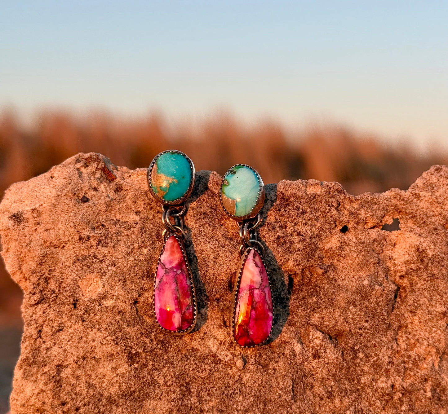 Sonoran Gold + Pink Spiny Oyster Earrings