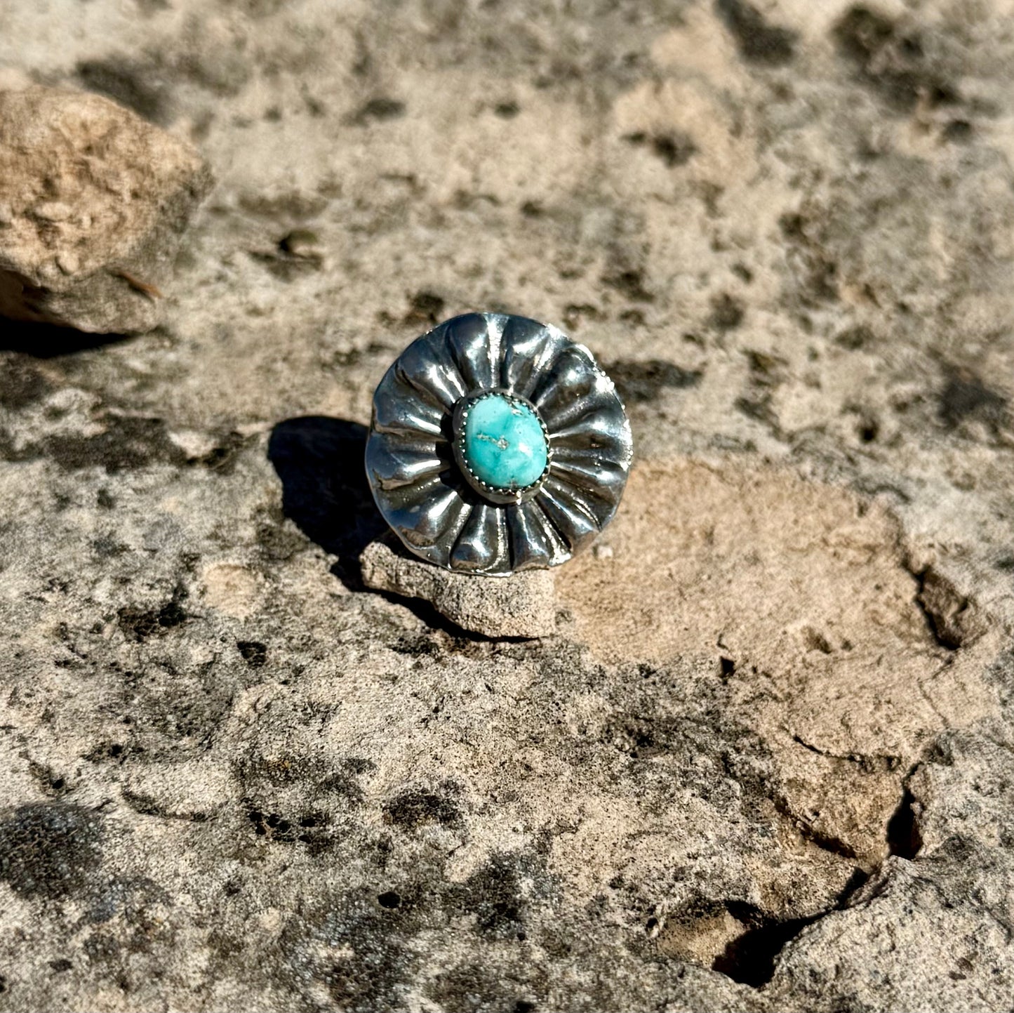 Turquoise Concho Ring Size 7.75
