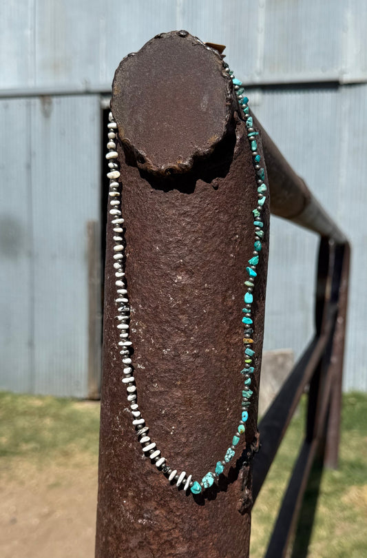 White Buffalo + Turquoise + Navajo Pearls