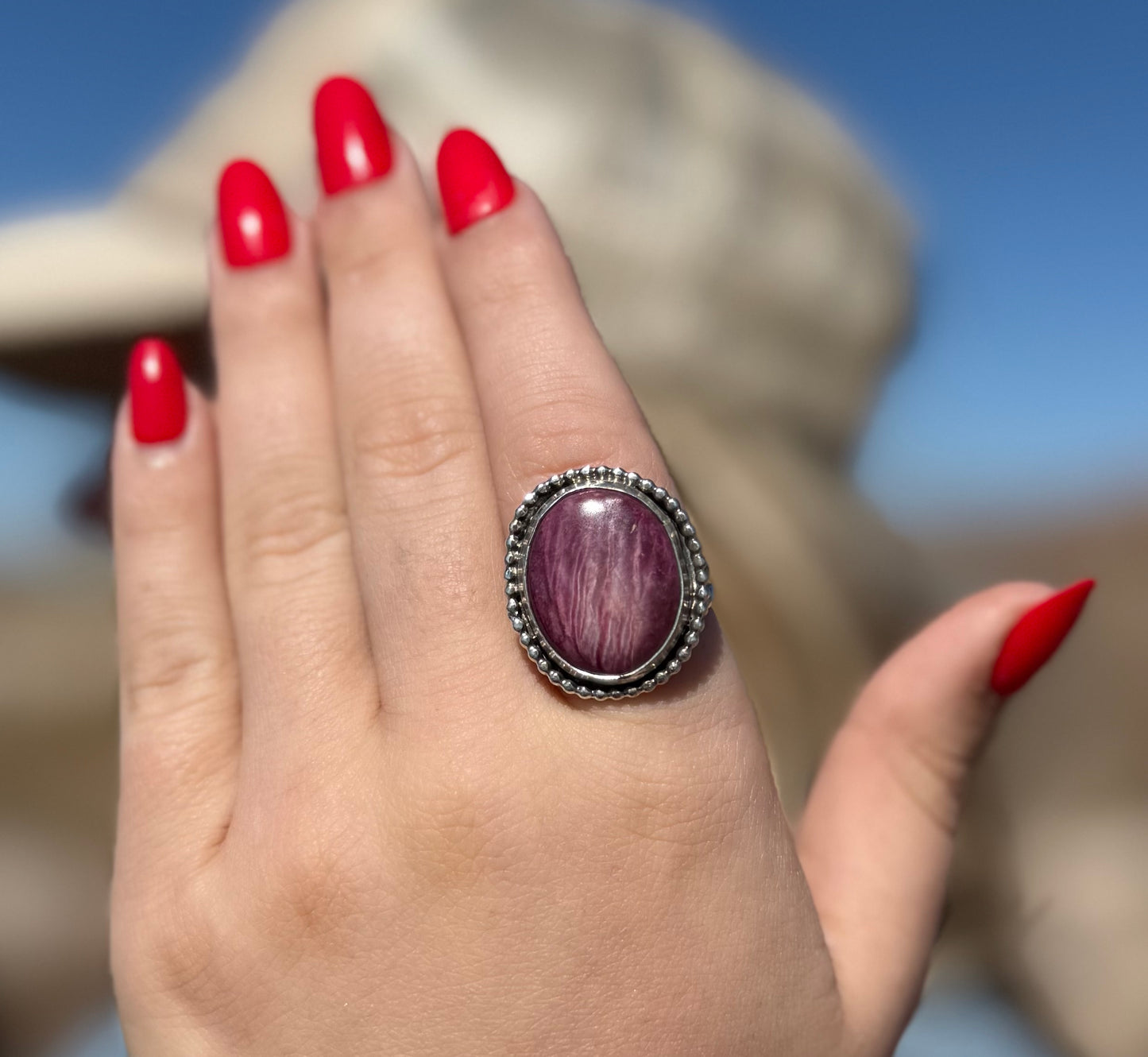 Purple Spiny Oyster Ring Size 8