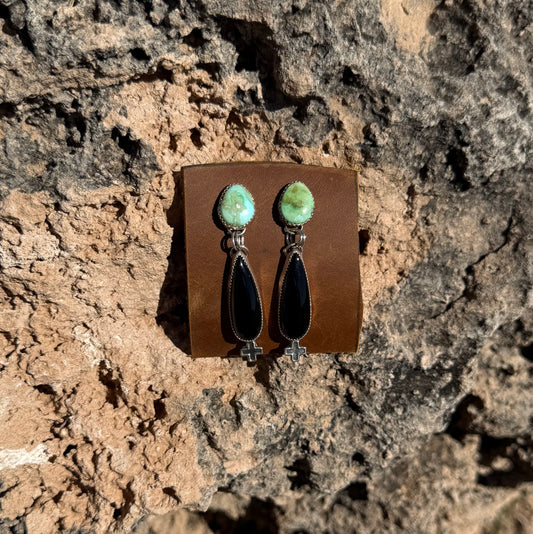 Sonoran Gold + Black Onyx Dangling Earrings