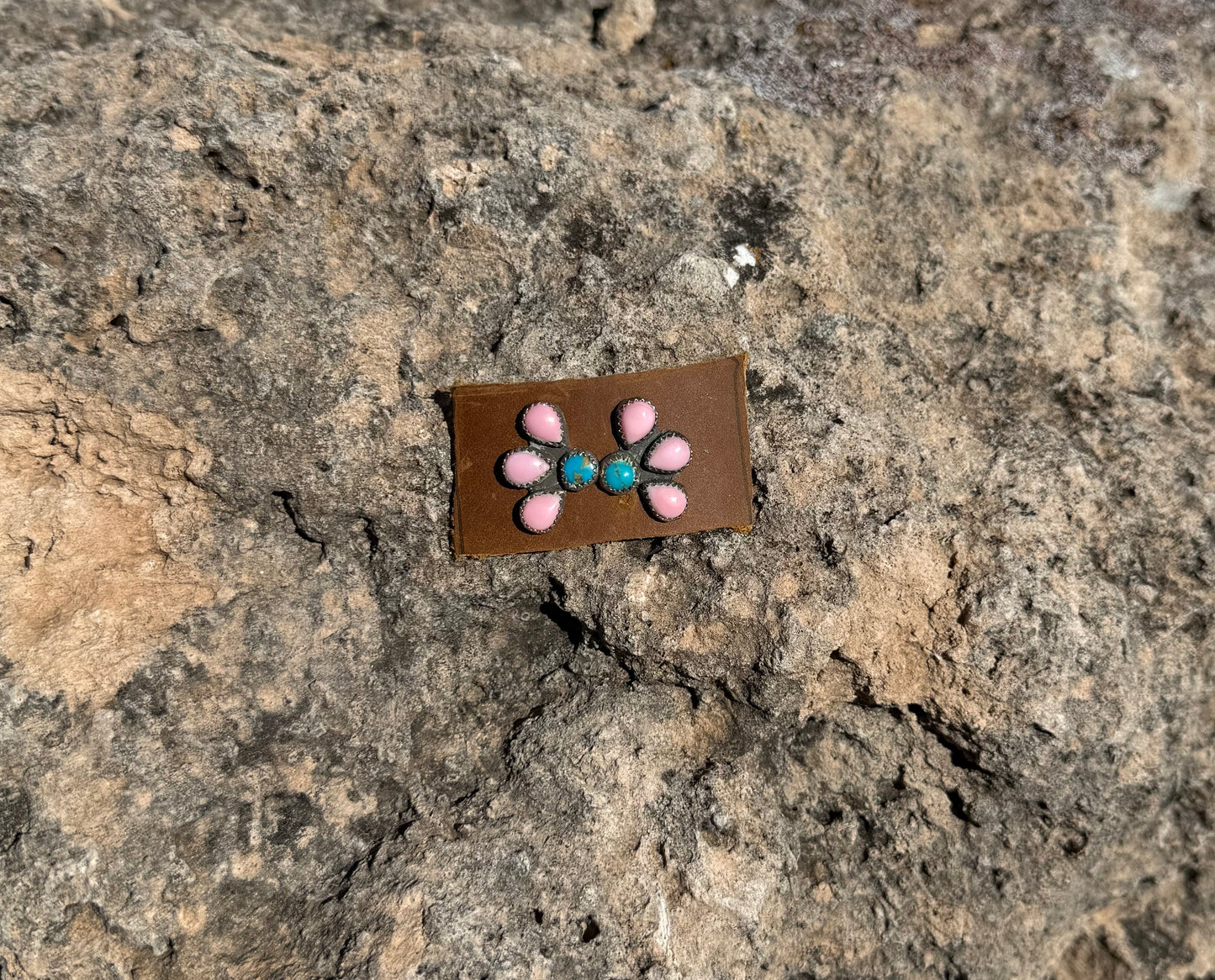 Pink Conch + Kingman Turquoise Studs