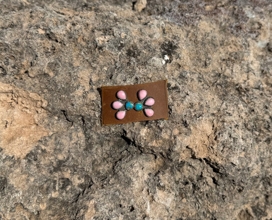 Pink Conch + Kingman Turquoise Studs