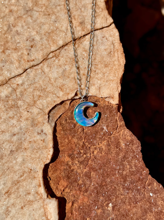 Aurora Opal Moon Necklace