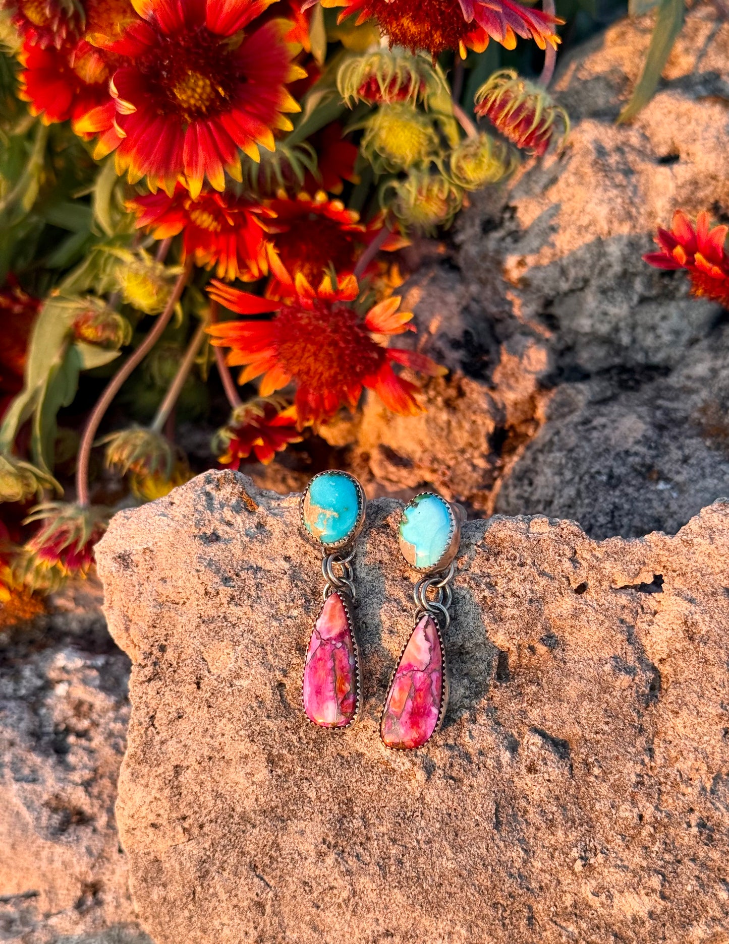 Sonoran Gold + Pink Spiny Oyster Earrings