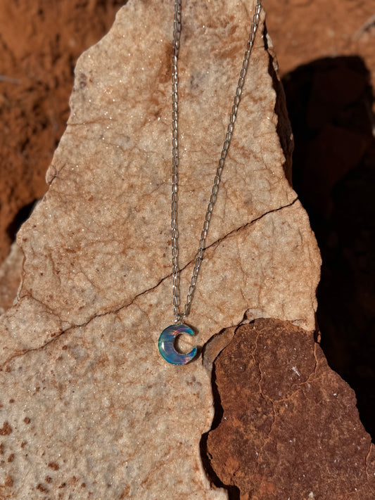 Aurora Opal Moon Necklace