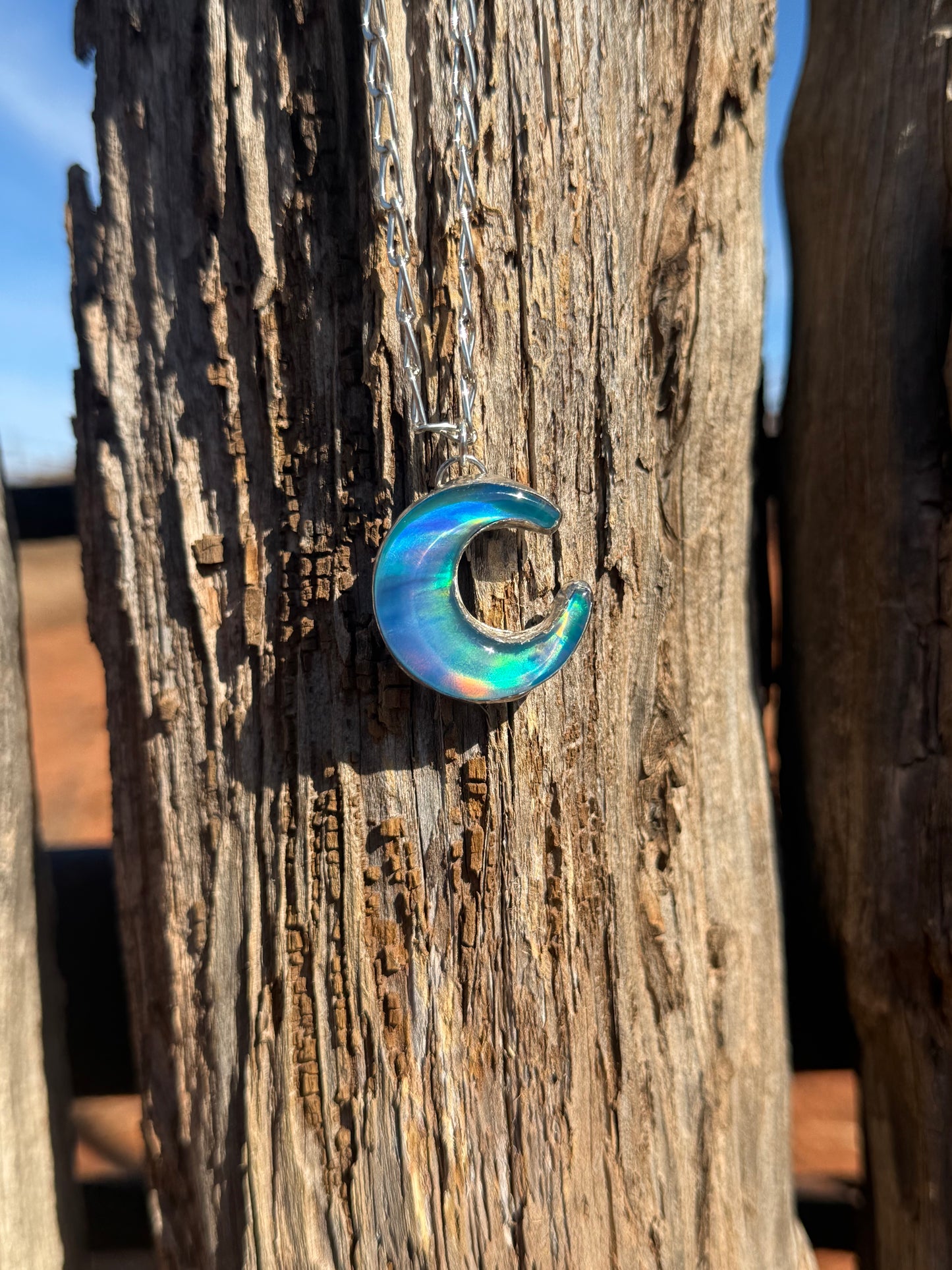 Aurora Opal Moon Necklace