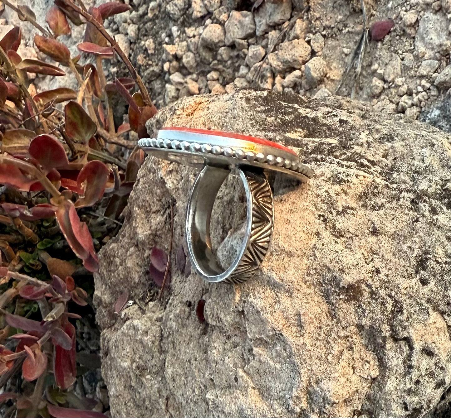 Red Spiny Oyster Statement Ring Size 9