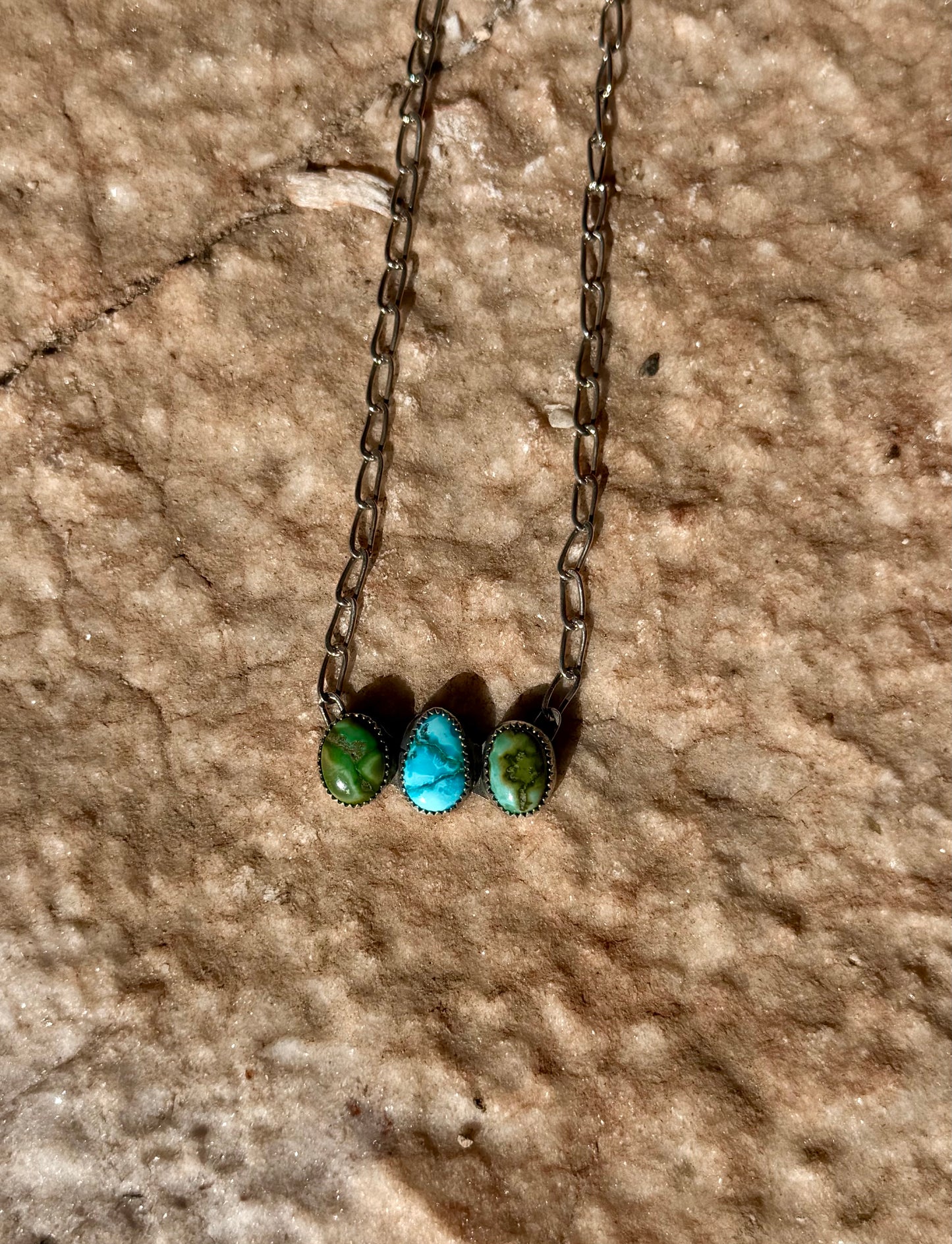 3 Stone Sonoran Gold Necklace
