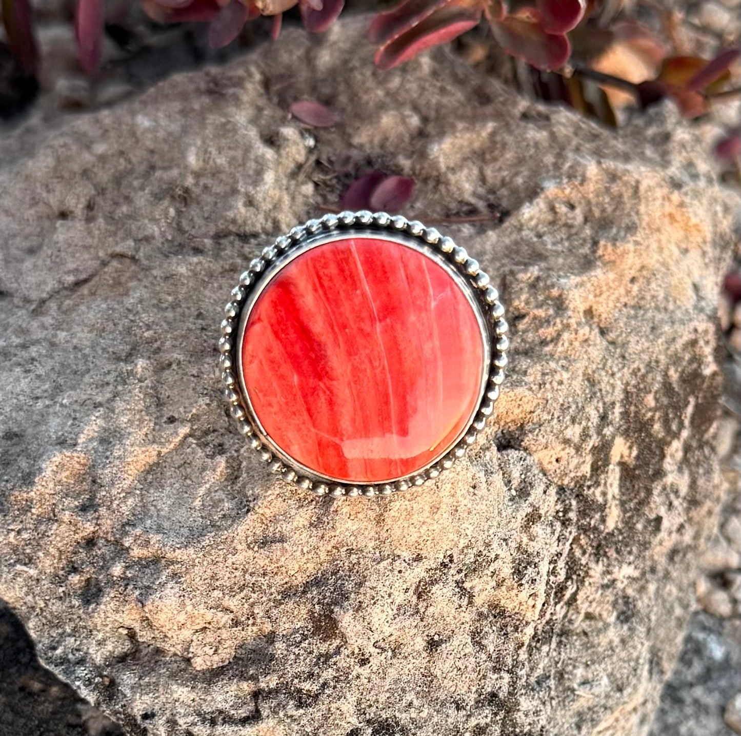Red Spiny Oyster Statement Ring Size 9
