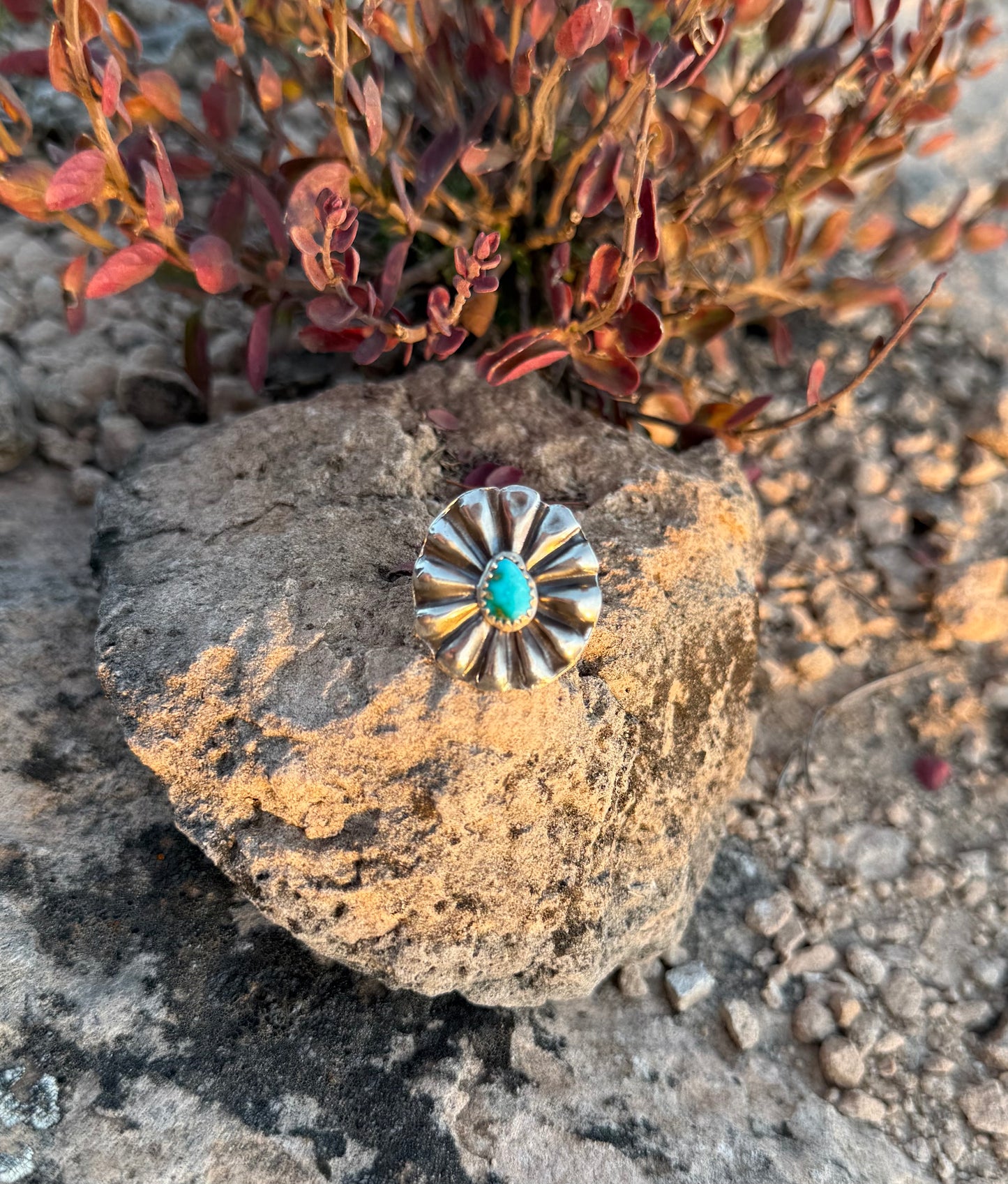 Turquoise Concho Ring Size 7