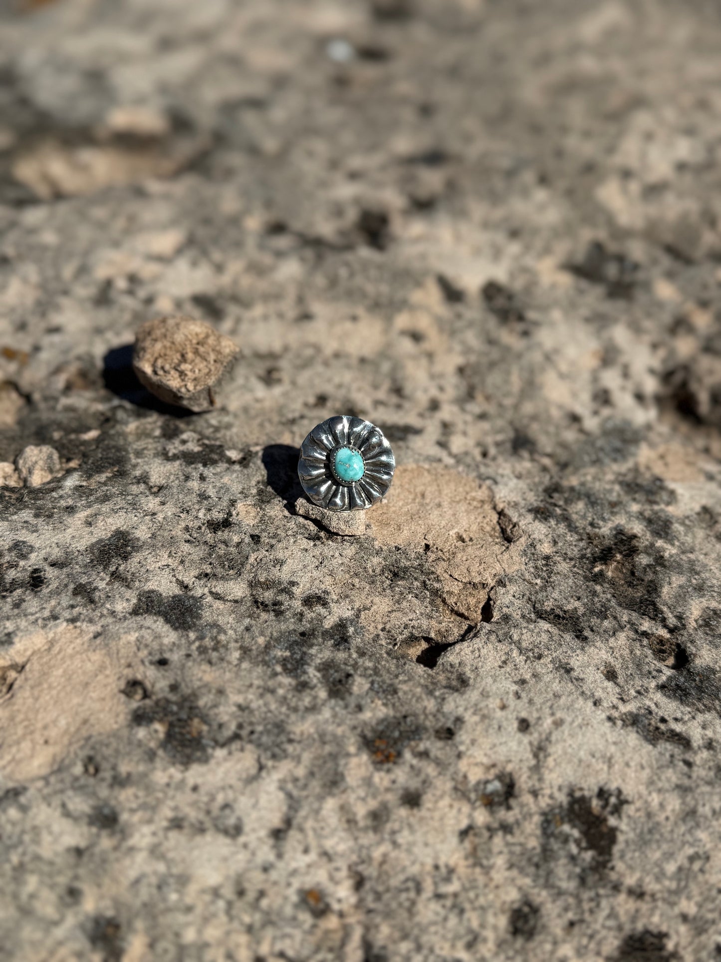 Turquoise Concho Ring Size 7.75