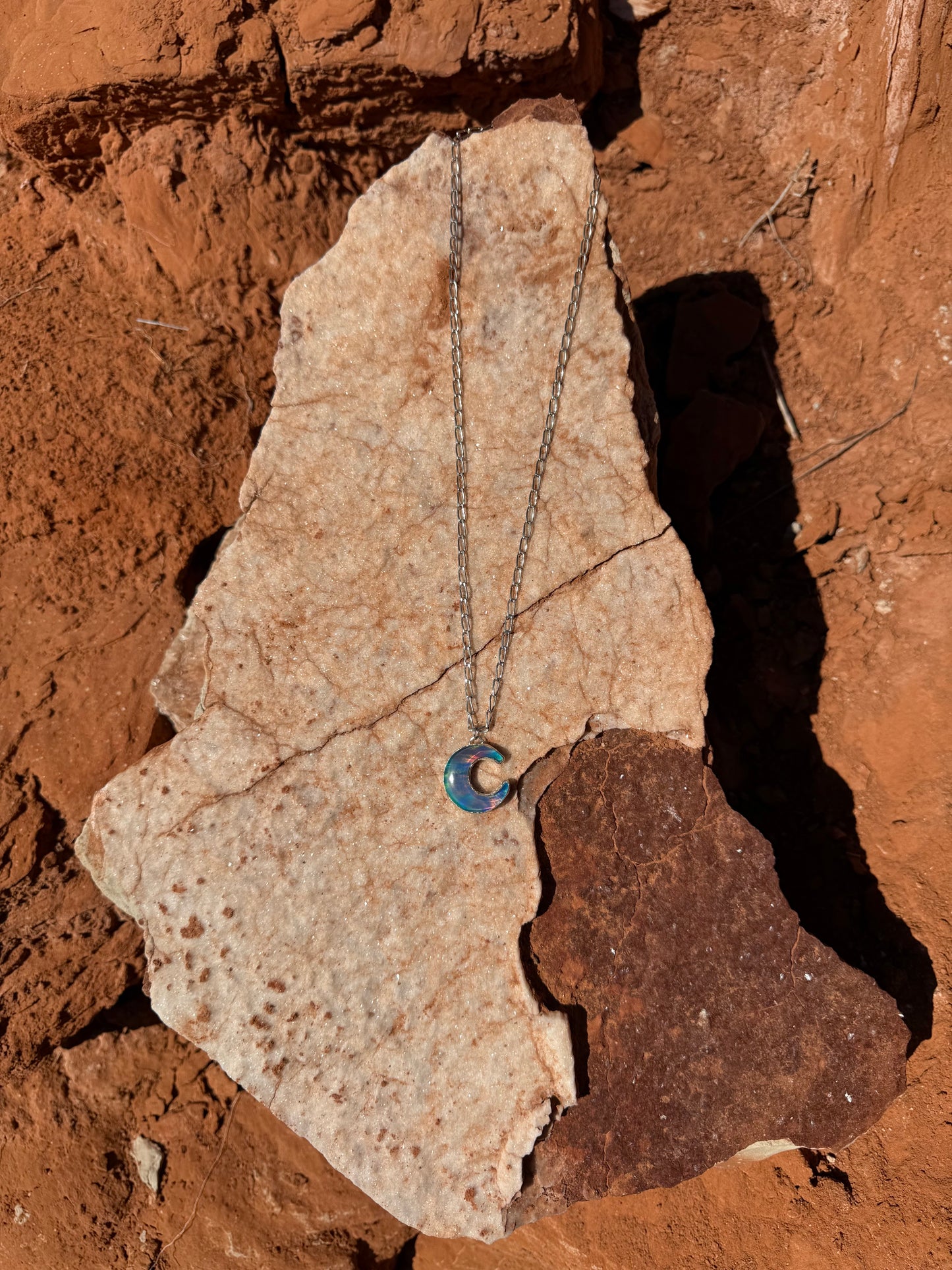 Aurora Opal Moon Necklace