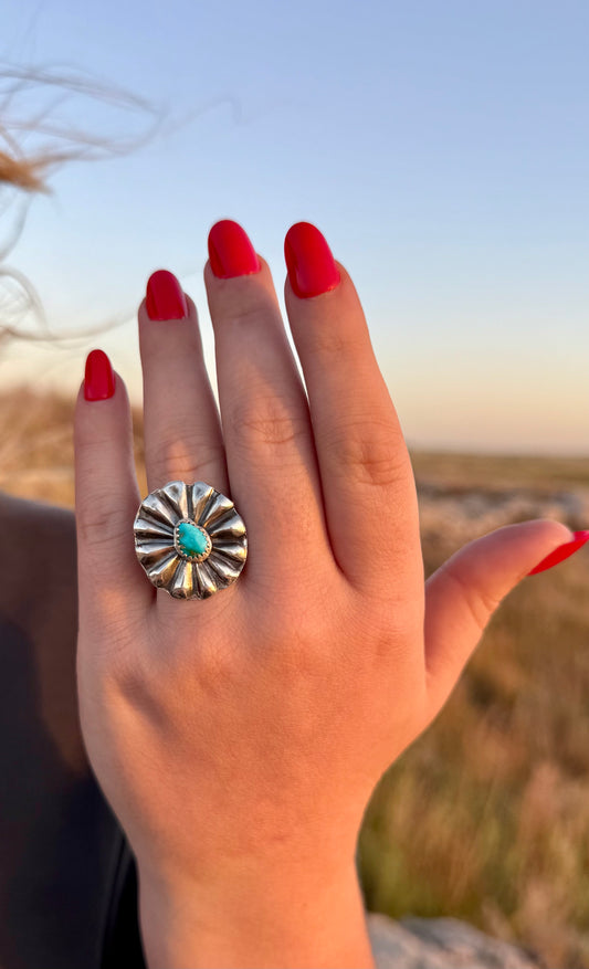 Turquoise Concho Ring Size 7