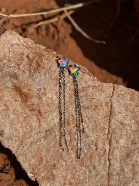 Fancy Aurora Opal Star Stud