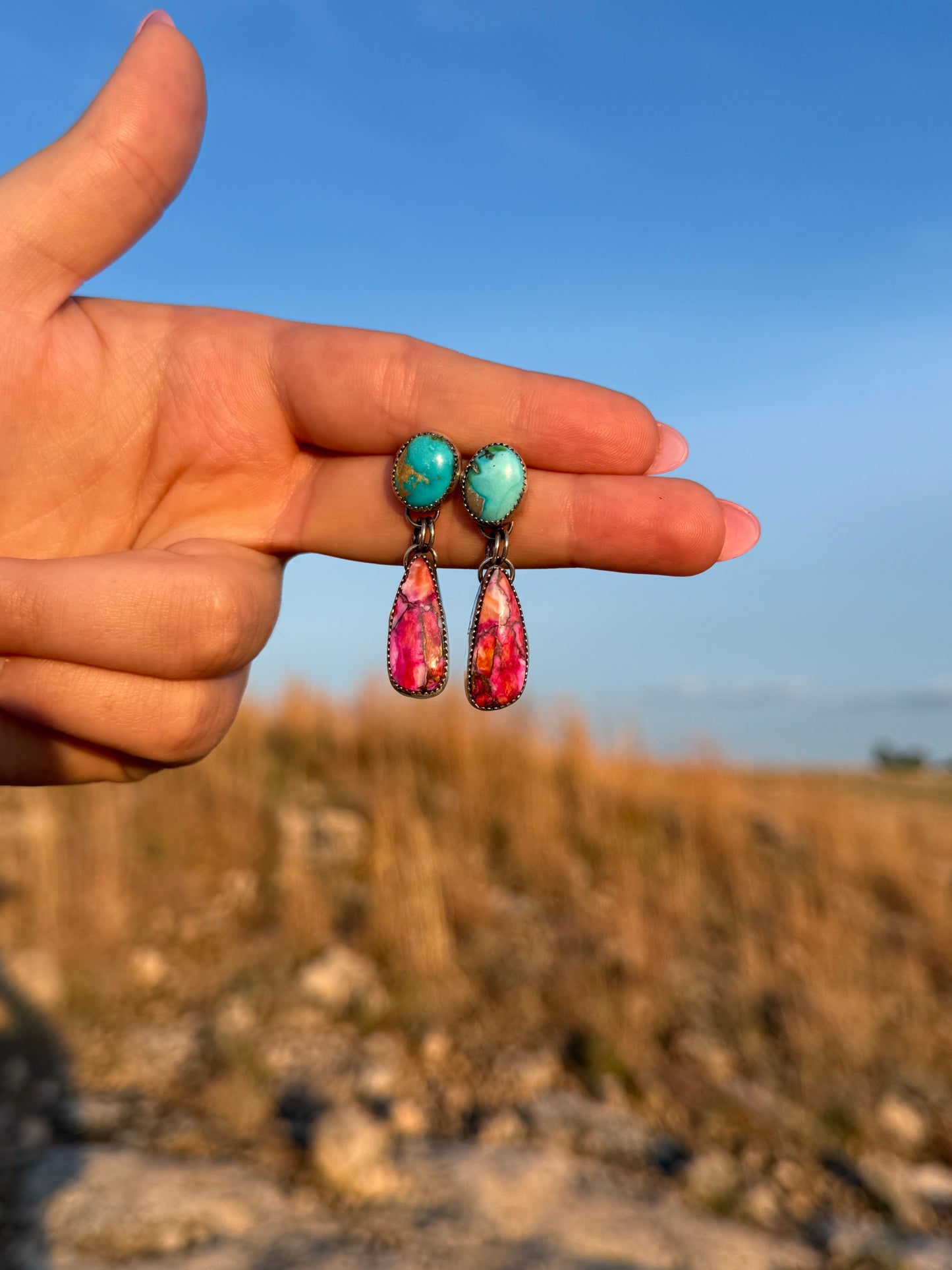 Sonoran Gold + Pink Spiny Oyster Earrings