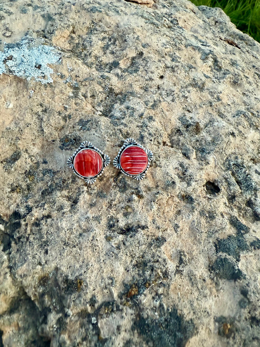 Spiny Oyster Stud Earrings
