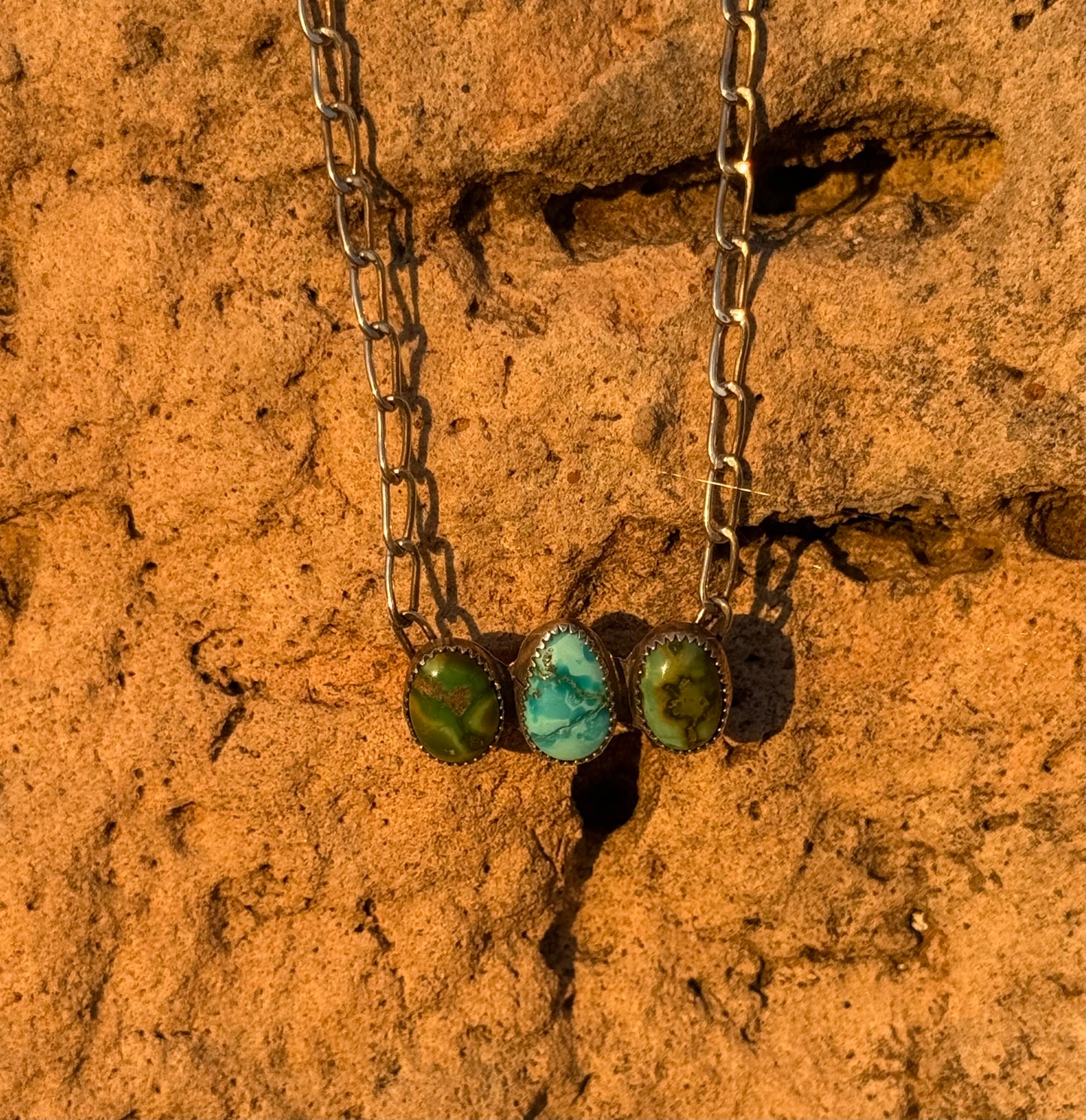 3 Stone Sonoran Gold Necklace