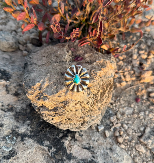 Turquoise Concho Ring Size 7