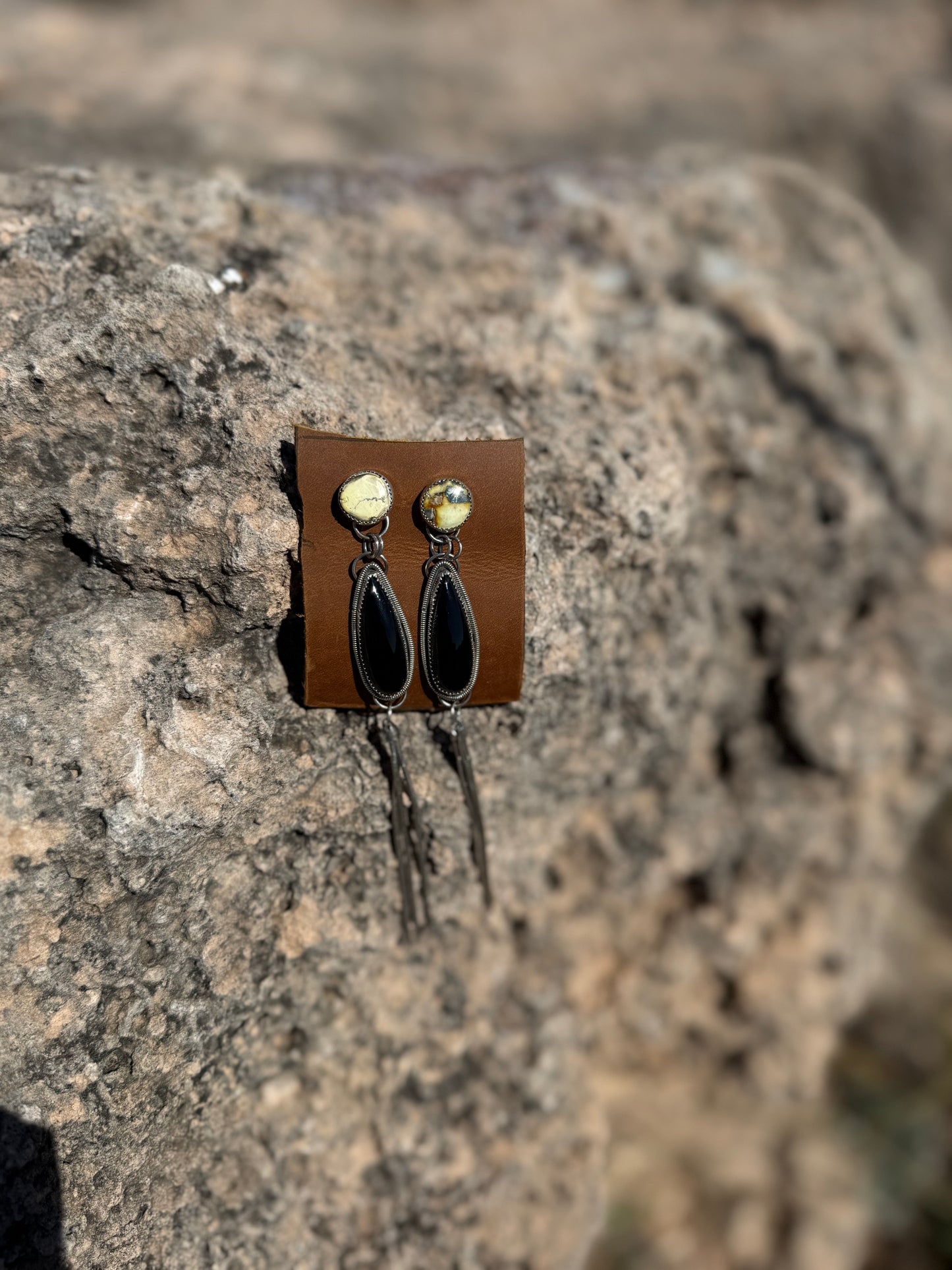 Palomino + Black Onyx Statement Earrings