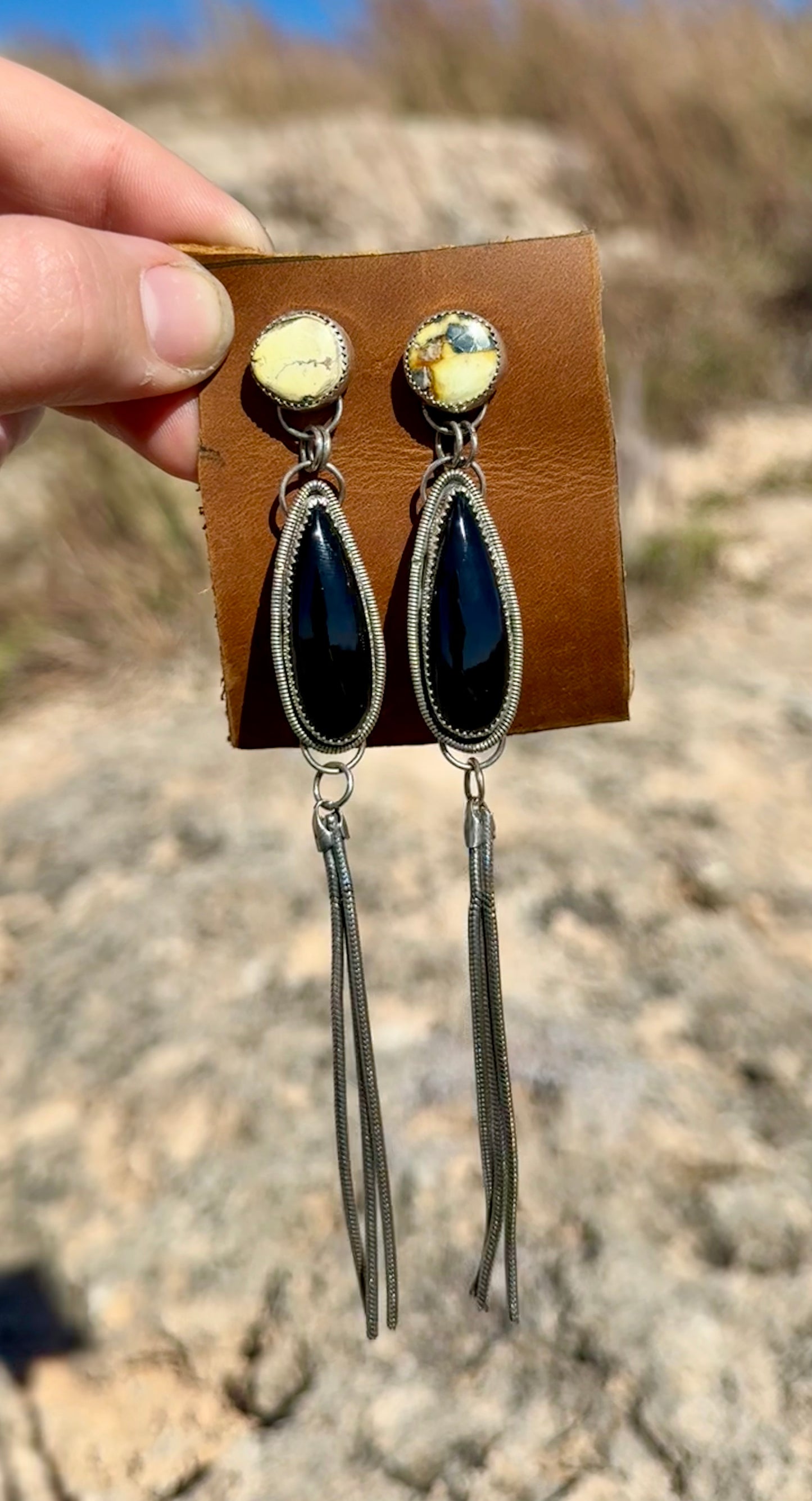 Palomino + Black Onyx Statement Earrings