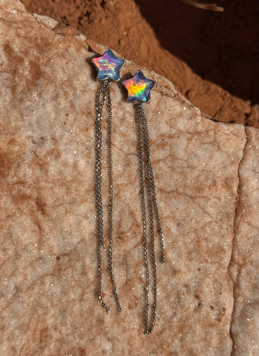 Fancy Aurora Opal Star Stud