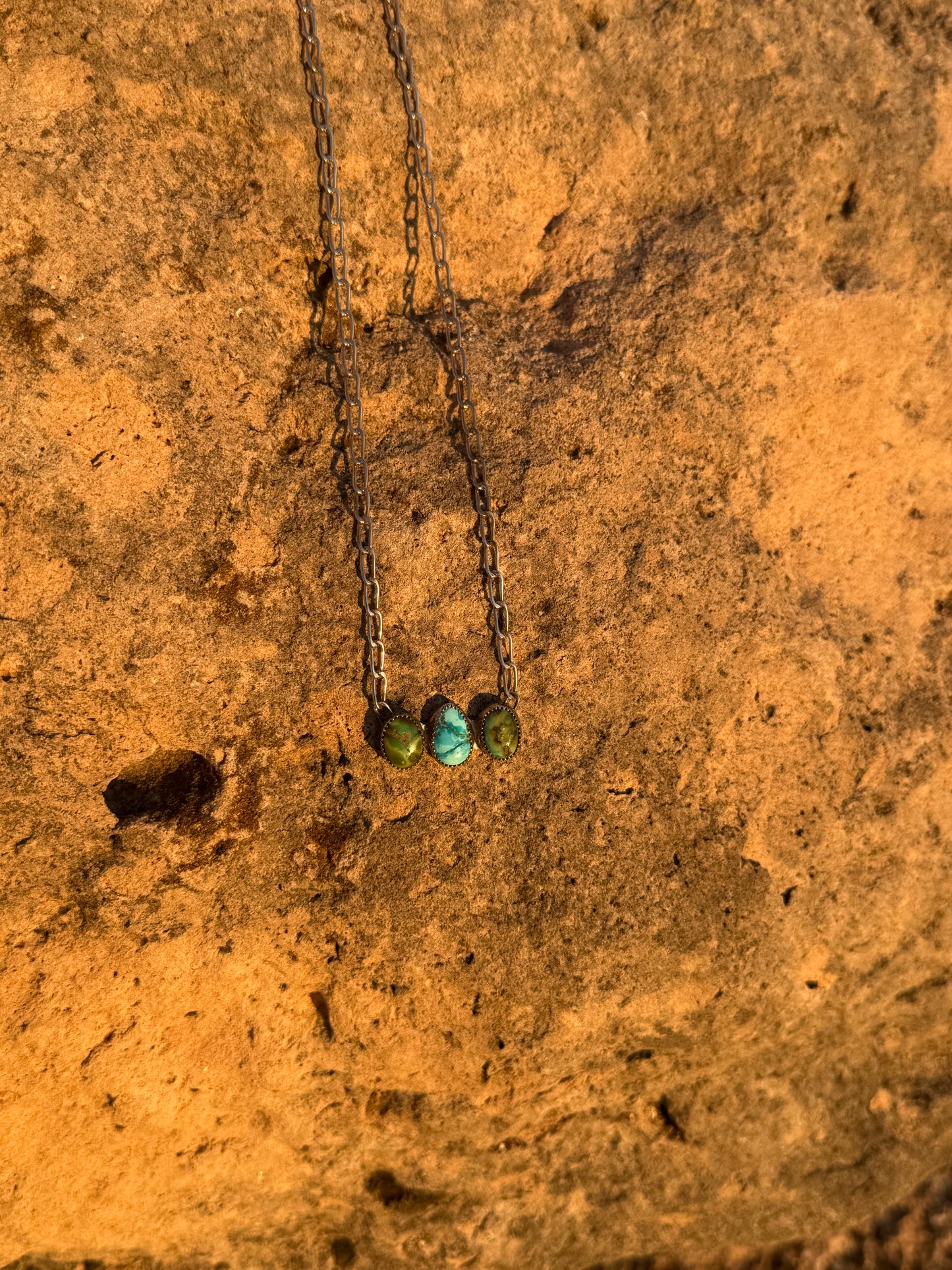 3 Stone Sonoran Gold Necklace