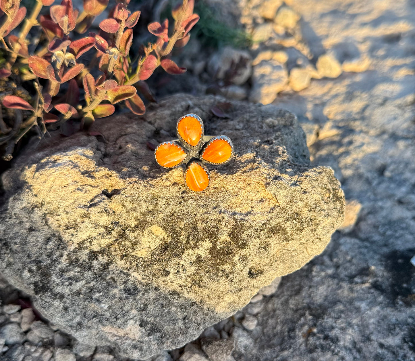 Orange Spiny Oyster Ring Size 8.75