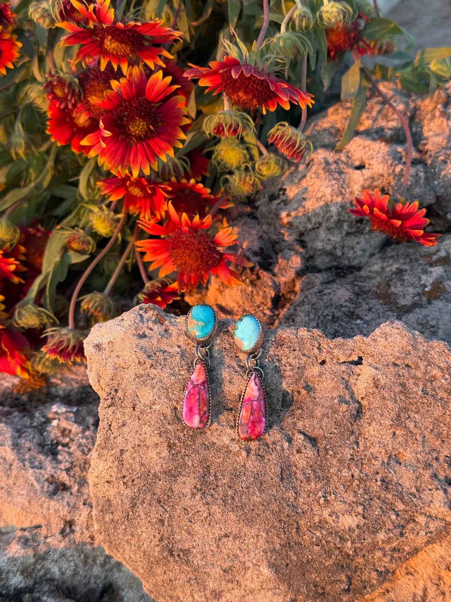 Sonoran Gold + Pink Spiny Oyster Earrings