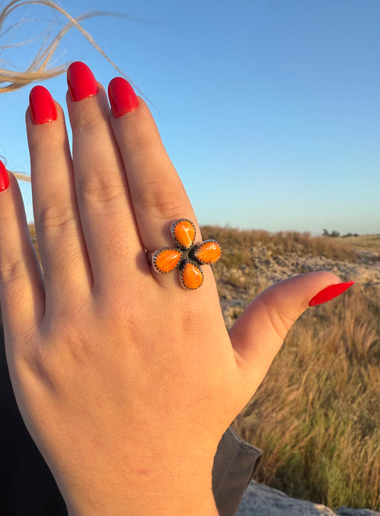 Orange Spiny Oyster Ring Size 8.75