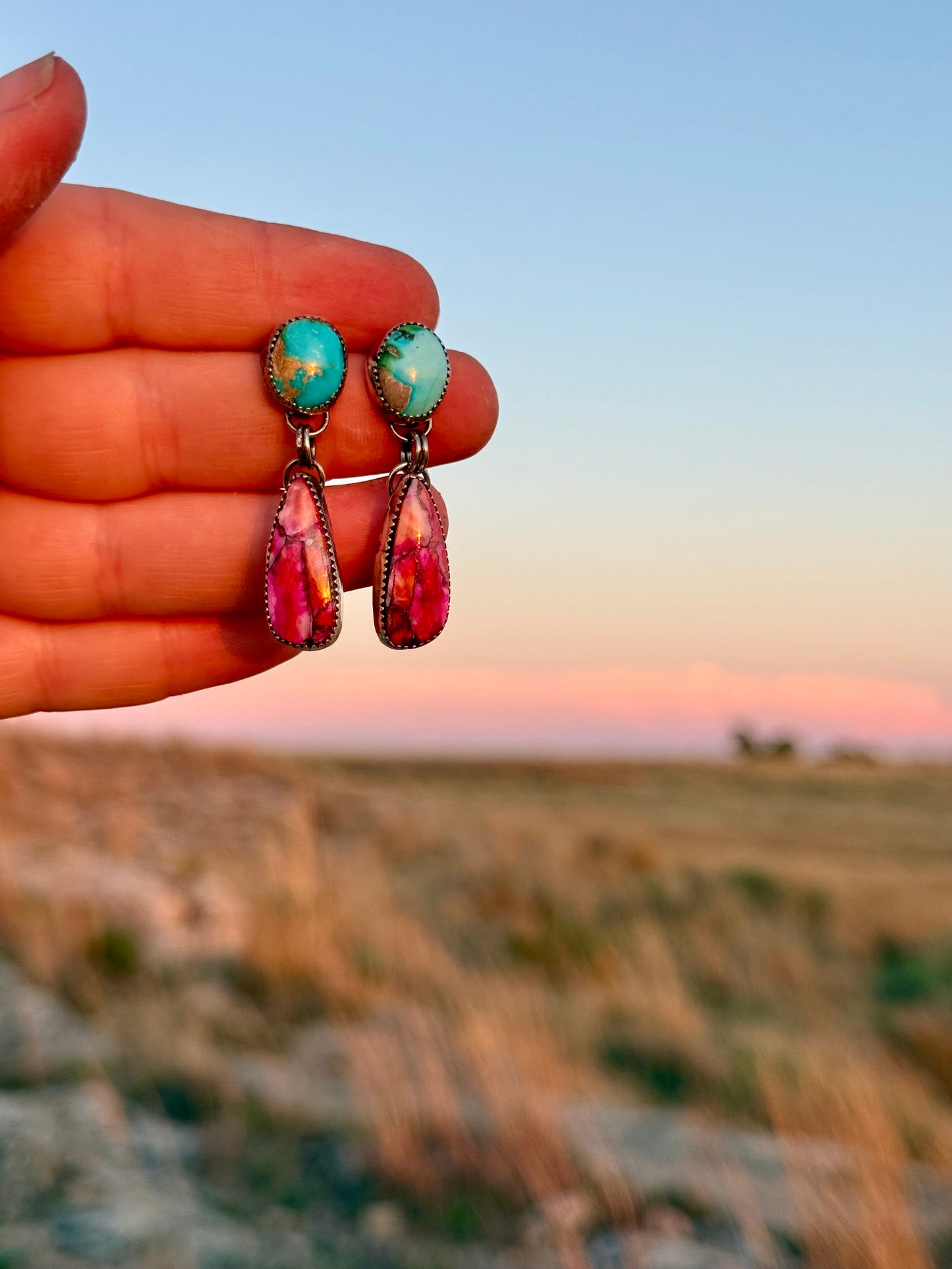 Sonoran Gold + Pink Spiny Oyster Earrings