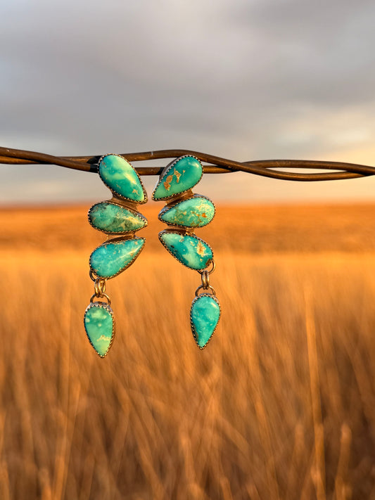 Turquoise Cluster Statement Earrings