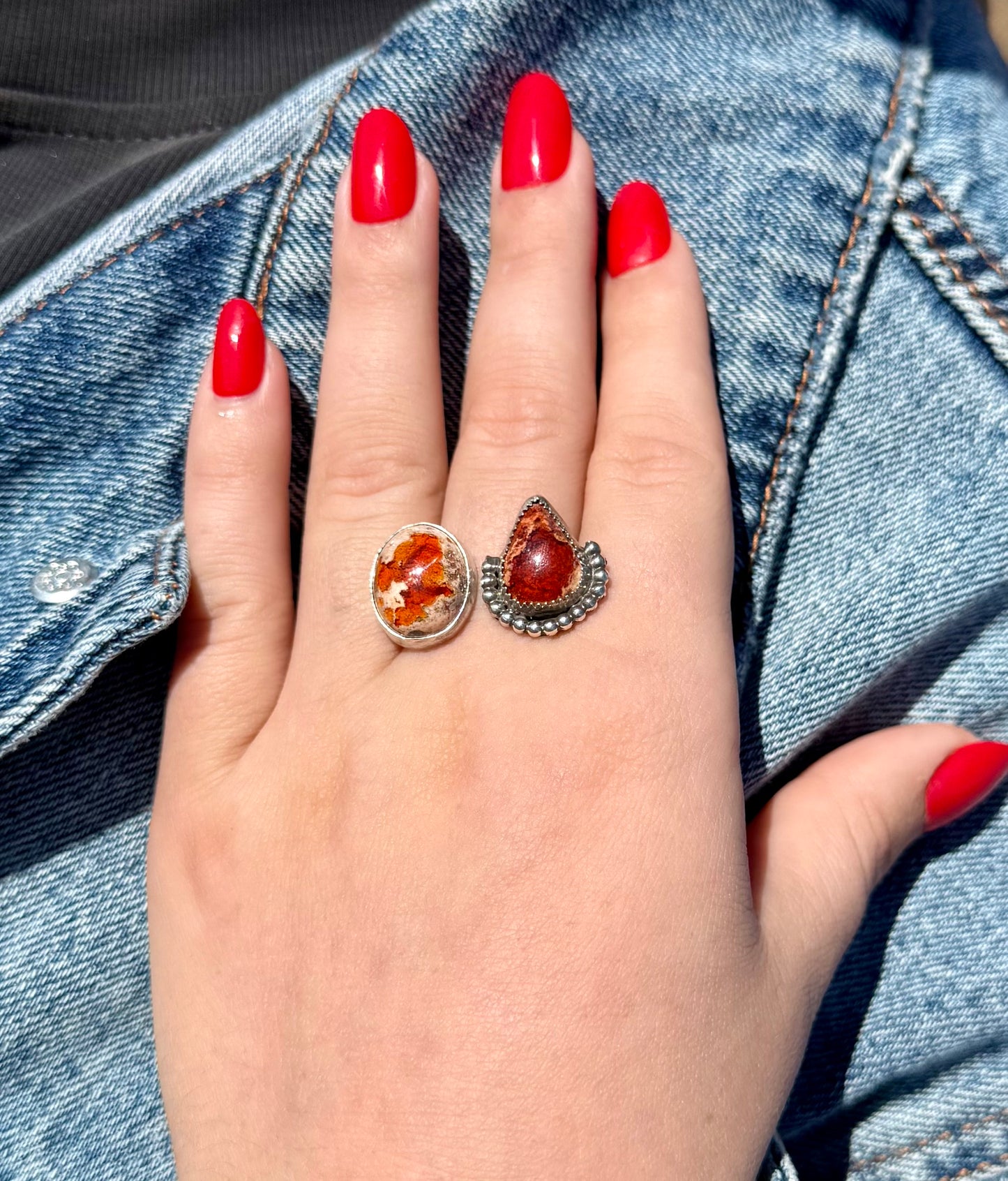 Mexican Fire Opal Split Ring Size 10.5