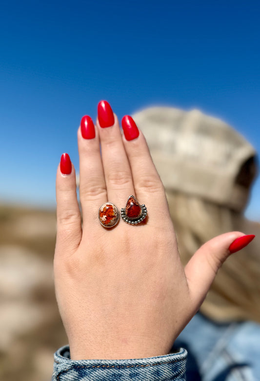 Mexican Fire Opal Split Ring Size 10.5