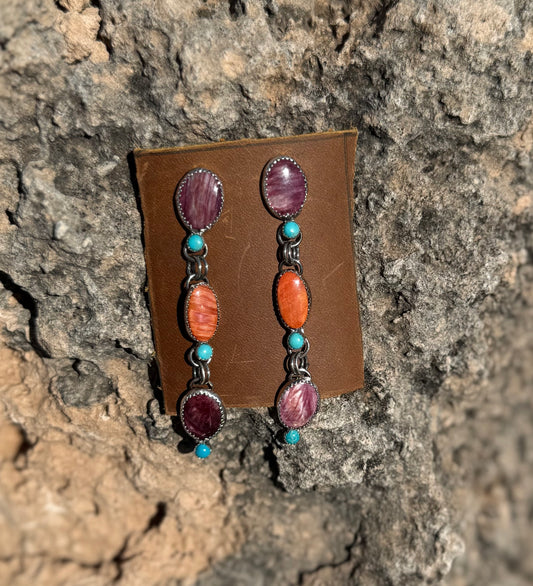 Spiny Oyster + Turquoise Dangles